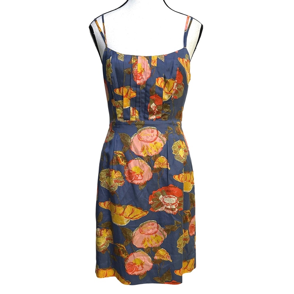 Maeve Anthropologie Floral Silk Cotton Cutout Back Dress 4 Whimsigoth Twee Retro